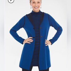 - Chicos reversible blue and navy sweater jacket Sz M